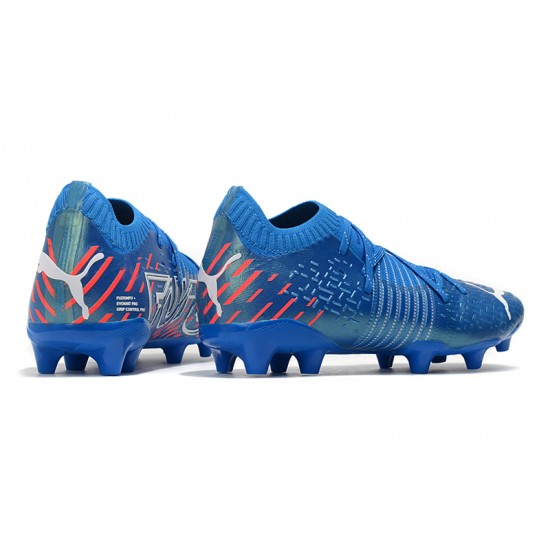 Puma Future Z 1.1 FG Low-Top White Blue Pink Men Soccer Cleats 