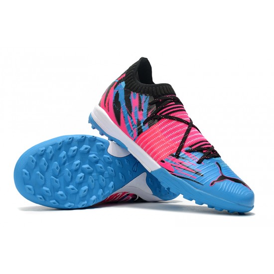 Puma Future Z 1.1 TF Low-Top Pink Blue Black Men Soccer Cleats 