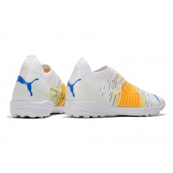 Puma Future Z 1.1 TF Low-Top White Yellow Blue Men Soccer Cleats 