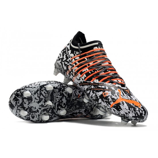 Puma Future Z 1.3 FG Low-Top White Black And Orange For Men Soccer Cleats 