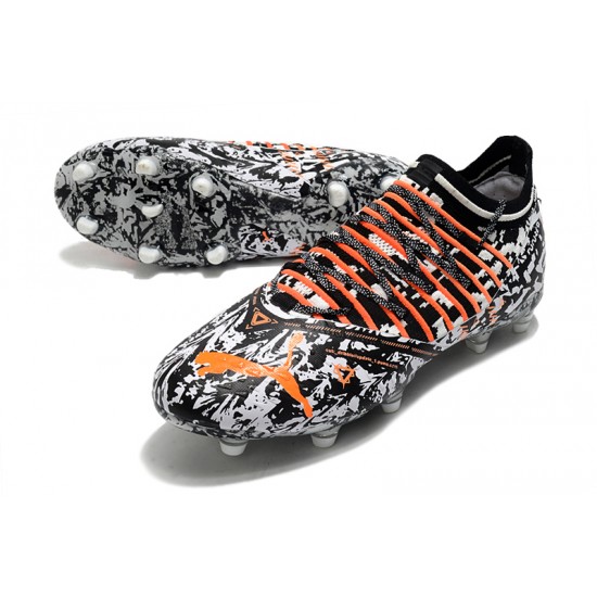 Puma Future Z 1.3 FG Low-Top White Black And Orange For Men Soccer Cleats 