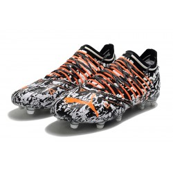 Puma Future Z 1.3 FG Low-Top White Black And Orange For Men Soccer Cleats 