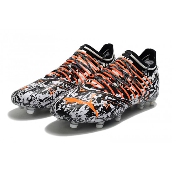 Puma Future Z 1.3 FG Low-Top White Black And Orange For Men Soccer Cleats 