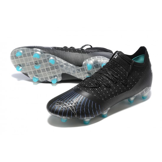 Puma Future Z 1.3 Instinct FG Low-Top Black Sliver Blue For Men Soccer Cleats 