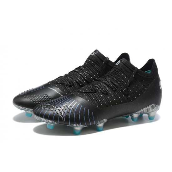 Puma Future Z 1.3 Instinct FG Low-Top Black Sliver Blue For Men Soccer Cleats 