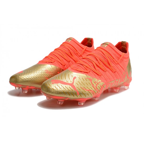 Puma Future Z 1.3 Instinct FG Low-Top Gold Red For Women And Men Soccer Cleats 