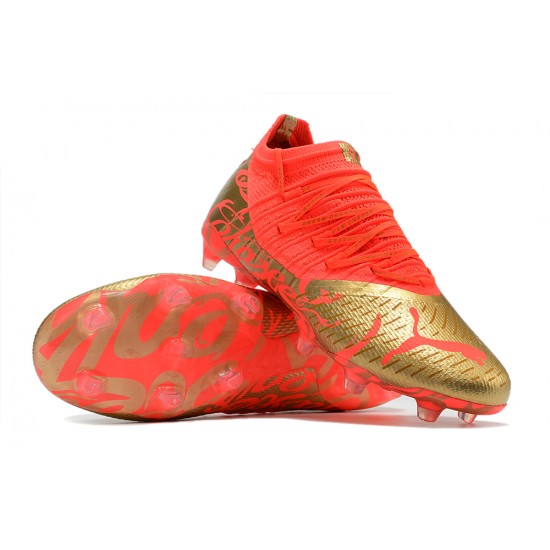 Puma Future Z 1.3 Instinct FG Low-Top Gold Red For Women And Men Soccer Cleats 