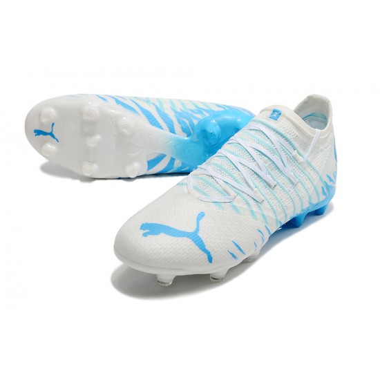 Puma Future Z 1.3 Instinct FG Low-Top White Blue For Women And Men Soccer Cleats 