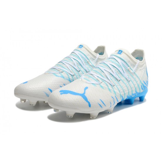 Puma Future Z 1.3 Instinct FG Low-Top White Blue For Women And Men Soccer Cleats 