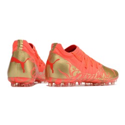 Puma Future Z 1.3 Instinct MG Low-Top Gold Red For Women And Men Soccer Cleats 