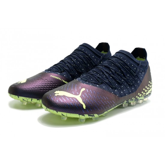 Puma Future Z 1.3 Instinct MG Low-Top Purple Green For Men Soccer Cleats 