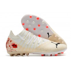 Puma Future Z 1.3 Instinct MG Low-Top White Beige Red For Men Soccer Cleats 