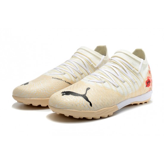 Puma Future Z 1.3 Instinct TF Low-Top Beige White Red For Men Soccer Cleats 