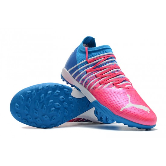 Puma Future Z 1.3 Instinct TF Low-Top Blue Pink For Men Soccer Cleats 