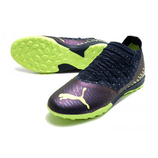 Puma Future Z 1.3 Instinct TF Low-Top Purple Green For Men Soccer Cleats 