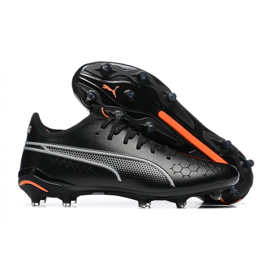 Puma King Ultimate Icon MG Low-Top Black Orange For Men Soccer Cleats 