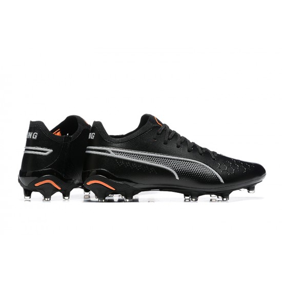 Puma King Ultimate Icon MG Low-Top Black Orange For Men Soccer Cleats 