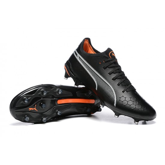 Puma King Ultimate Icon MG Low-Top Black Orange For Men Soccer Cleats 