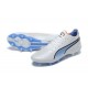 Puma King Ultimate Icon MG Low-Top White Blue For Men Soccer Cleats 