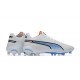 Puma King Ultimate Icon MG Low-Top White Blue For Men Soccer Cleats 