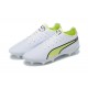 Puma King Ultimate Icon MG Low-Top White Green Yellow For Men Soccer Cleats 