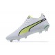 Puma King Ultimate Icon MG Low-Top White Green Yellow For Men Soccer Cleats 