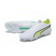 Puma King Ultimate Icon MG Low-Top White Green Yellow For Men Soccer Cleats 