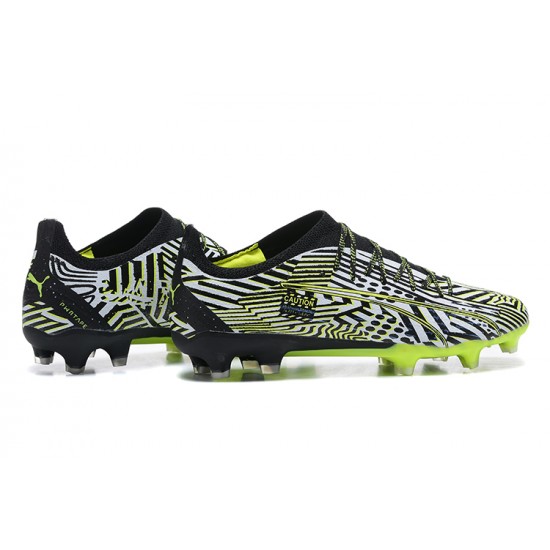 Puma Ultra Ultimate FG Low-Top Black Green White For Men Soccer Cleats 