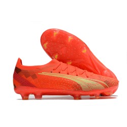 Puma Ultra Ultimate FG Low-Top Red Gold For Men Soccer Cleats 