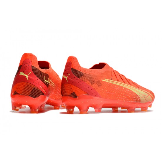 Puma Ultra Ultimate FG Low-Top Red Gold For Men Soccer Cleats 