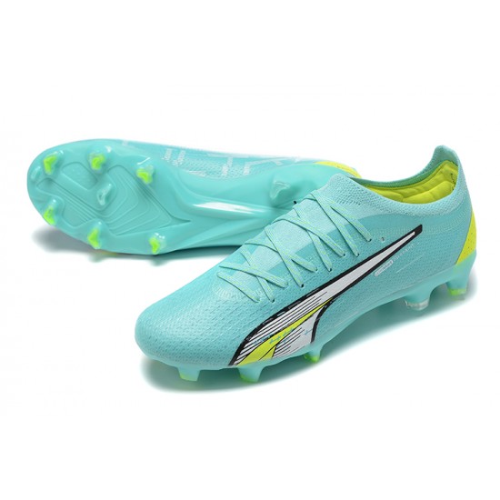 Puma Ultra Ultimate FG Low-Top Turqoise Yellow For Men Soccer Cleats 