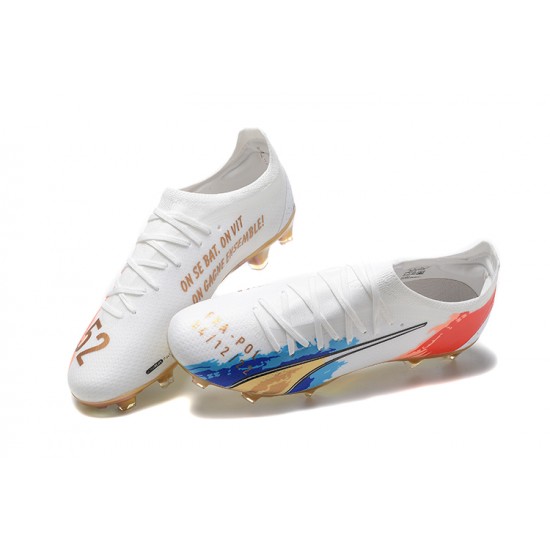 Puma Ultra Ultimate FG Low-Top White Gold For Men Soccer Cleats 