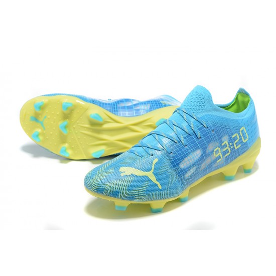 Puma ultra 1.4 FG Low-Top Blue Yellow And Green For Men Soccer Cleats 