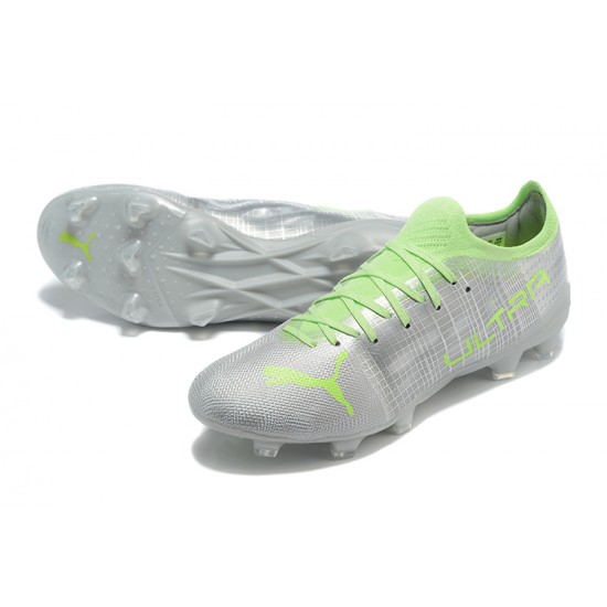 Puma ultra 1.4 FG Low-Top Sliver And Green For Men Soccer Cleats 