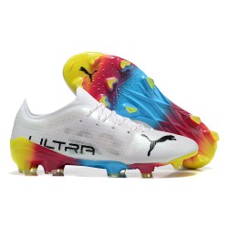 Puma ultra 1.4 FG Low-Top White Blue And Yellow For Men Soccer Cleats 